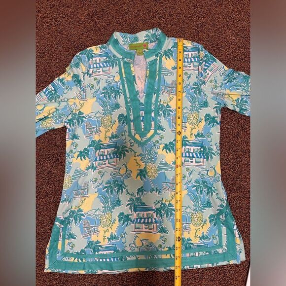 Island Republic Teal and Yellow Tropical Blouse - Picture 5 of 6